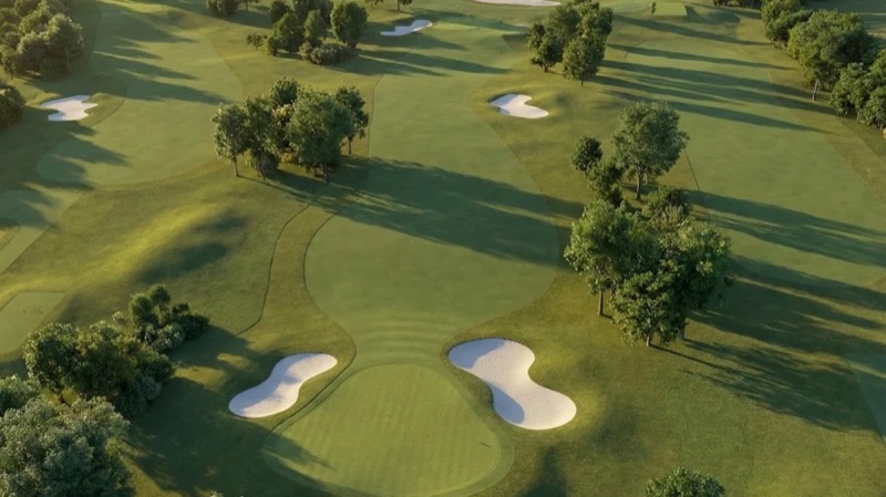 Render aéreo dos bunkers do campo de golfe da Fazenda do Lago
